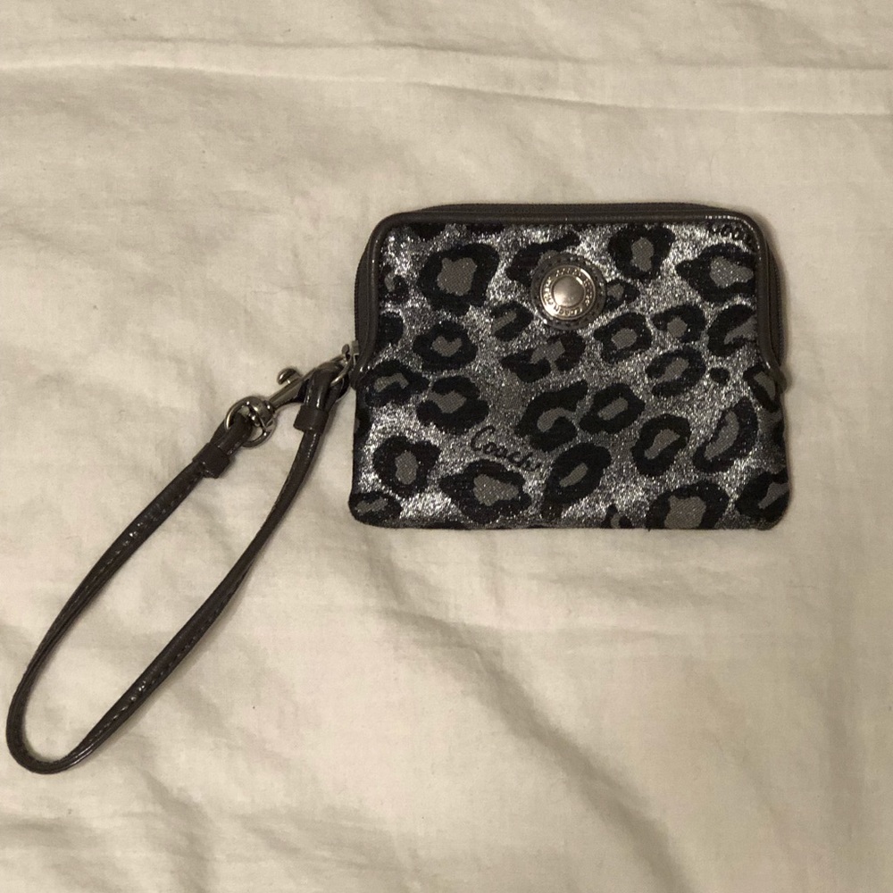 Coach animal print wrist wallet